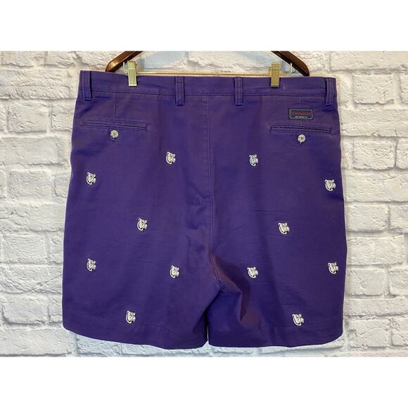 Mens Purple Bulldog Shorts 42 Washed Stoned & Beaten Embroidered 7” Inseam A357 - Picture 2 of 10